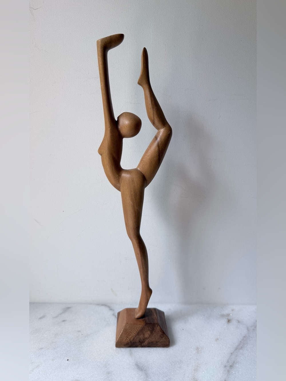 Wooden Dancer Sculpture - Brown Home Art Figurine - Picture 6 of 8